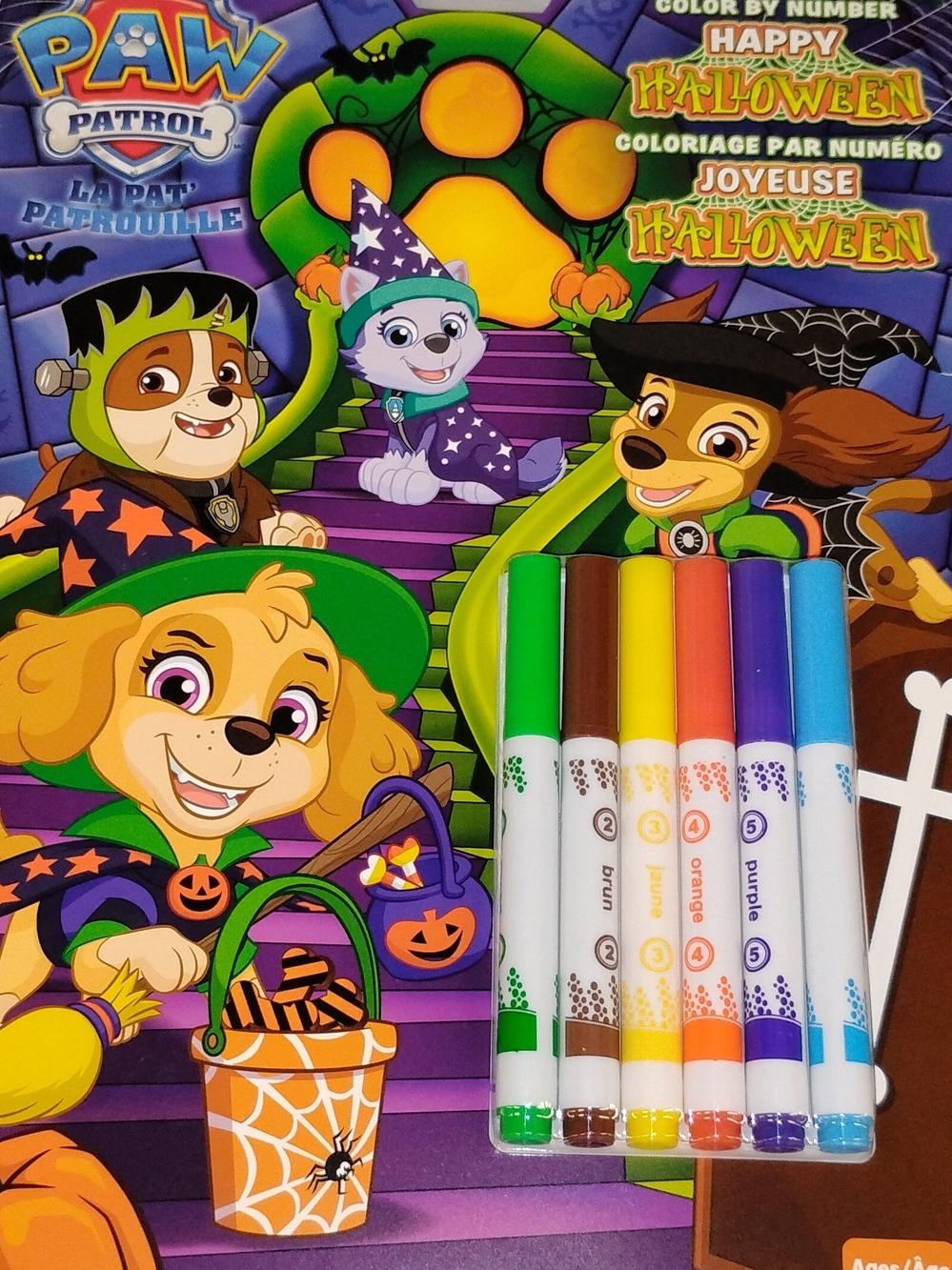 Kids Halloween PAW Patrol Color-By-Number Activity Set with Multicolor Markers